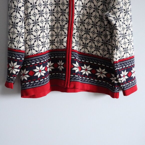 Northern Reflections Women's Sz Lrg Fair Isle Full Zip Crewneck Cotton Cardigan - Picture 9 of 13